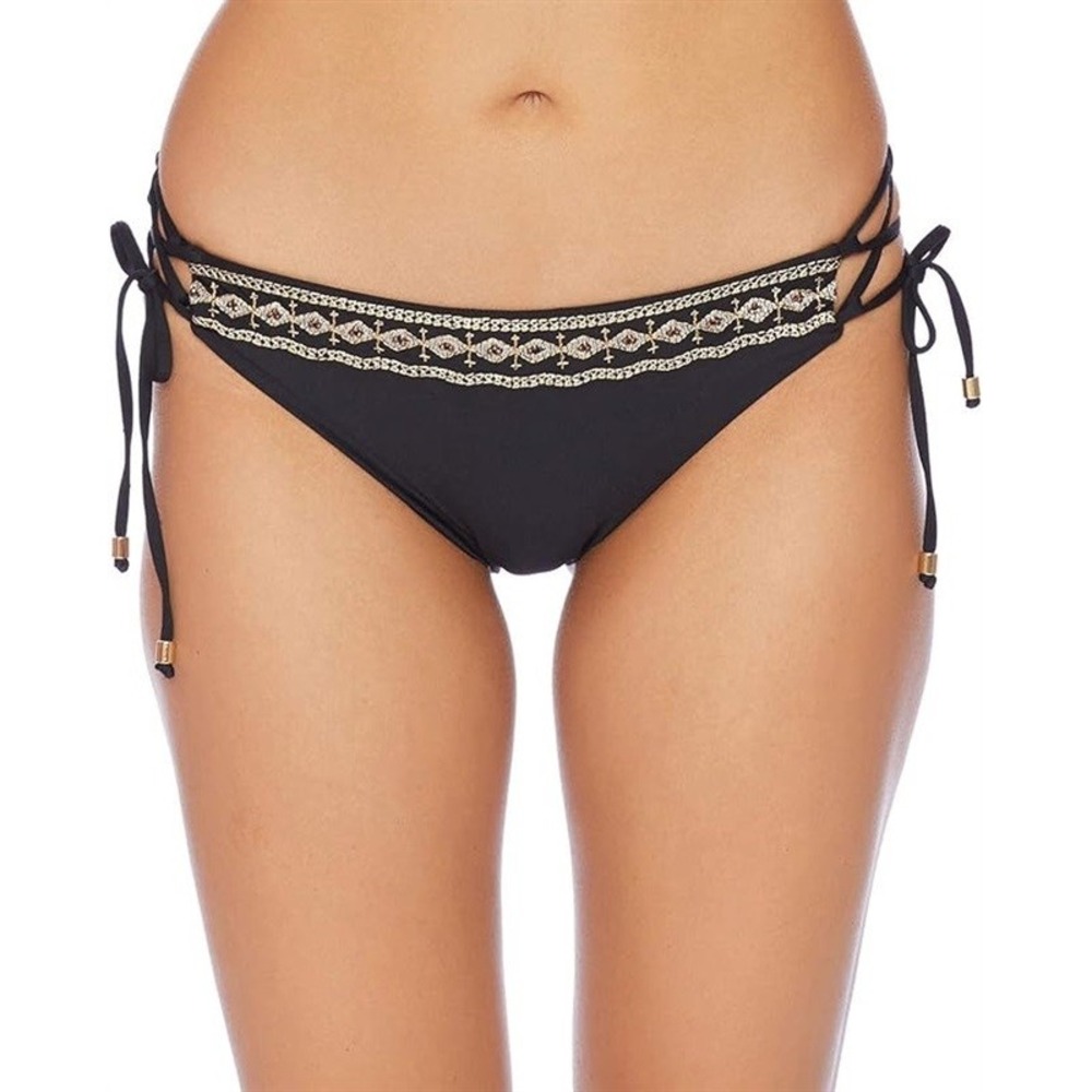 NWT Ella Moss XS Gilded Age Lace Up Side-Tie Cheeky Bikini Swim Bottoms 132206